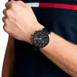 Tommy Hilfiger Hampton Ανδρικό Ρολόι 42mm Μπαταρίας με Μαύρο Δερμάτινο Λουράκι SKU 1792277