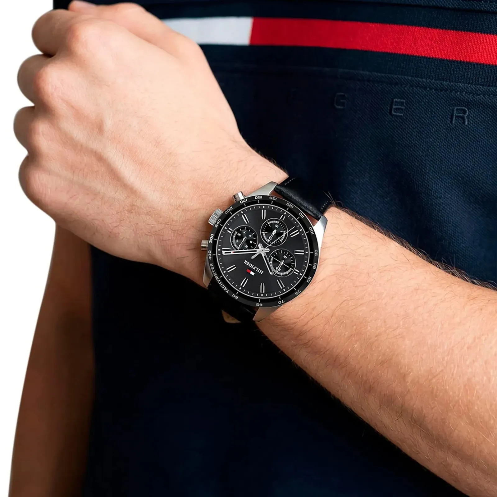 1792277.1 Tommy Hilfiger Hampton Ανδρικό Ρολόι 42mm Μπαταρίας με Μαύρο Δερμάτινο Λουράκι SKU 1792277 - Image 1