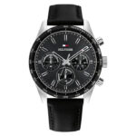 Tommy Hilfiger Hampton Ανδρικό Ρολόι 42mm Μπαταρίας με Μαύρο Δερμάτινο Λουράκι SKU 1792277 - Image 2